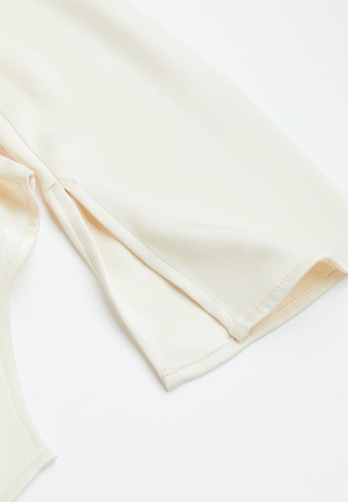 H&M - Satin wrap blouse - white
