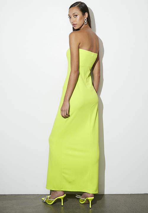 VELVET - Bandeu midi with slit - lime
