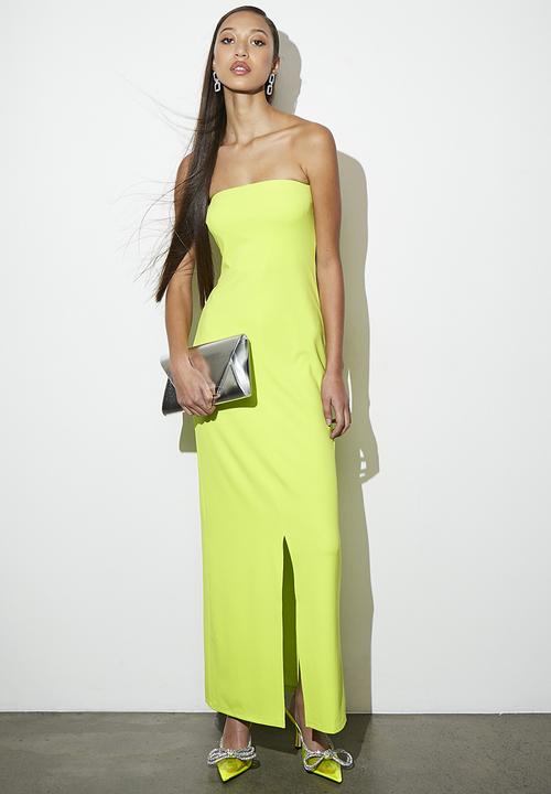 VELVET - Bandeu midi with slit - lime