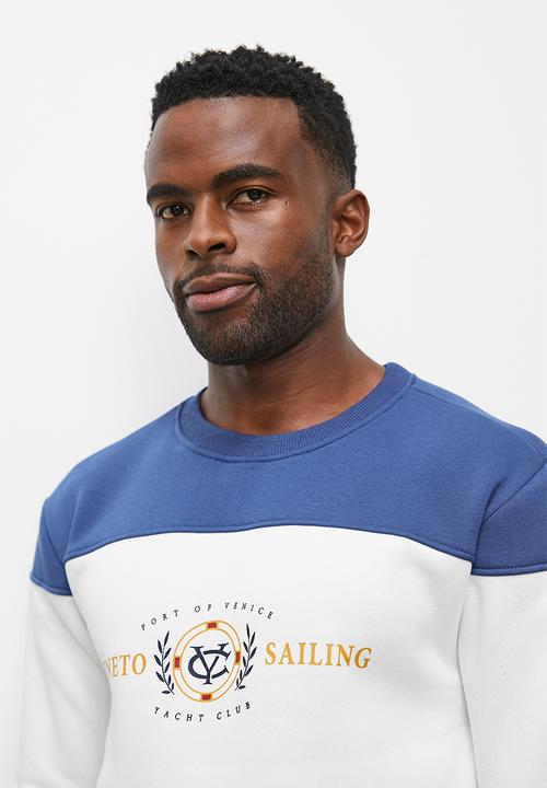 Superbalist - Colourblock crew sweat top - cobalt & white