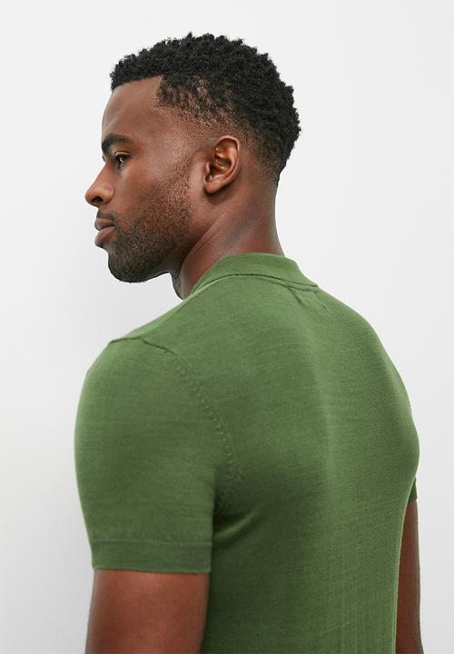 Superbalist - Slim fit short sleeve knit golfer - olive