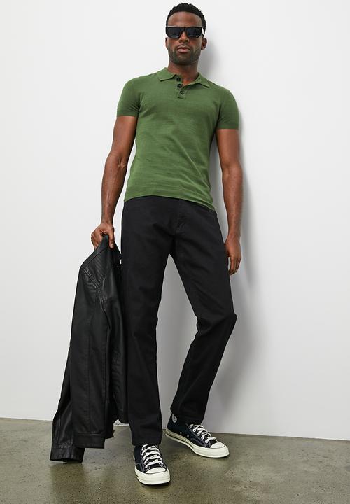 Superbalist - Slim fit short sleeve knit golfer - olive