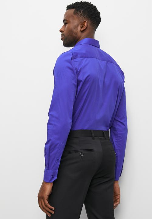 Superbalist - Slim fit long sleeve cotton stretch shirt - royal blue