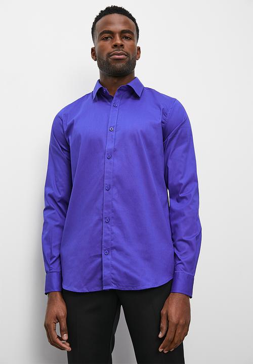 Superbalist - Slim fit long sleeve cotton stretch shirt - royal blue