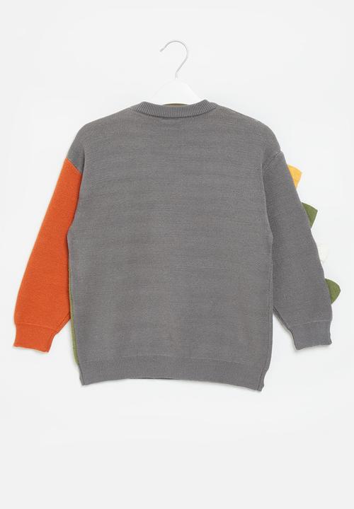 Pop Candy - Boys dino jersey - grey / orange / green