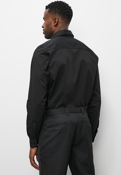 Superbalist - Tuxedo long sleeve slim fit shirt - black