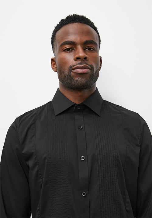 Superbalist - Tuxedo long sleeve slim fit shirt - black