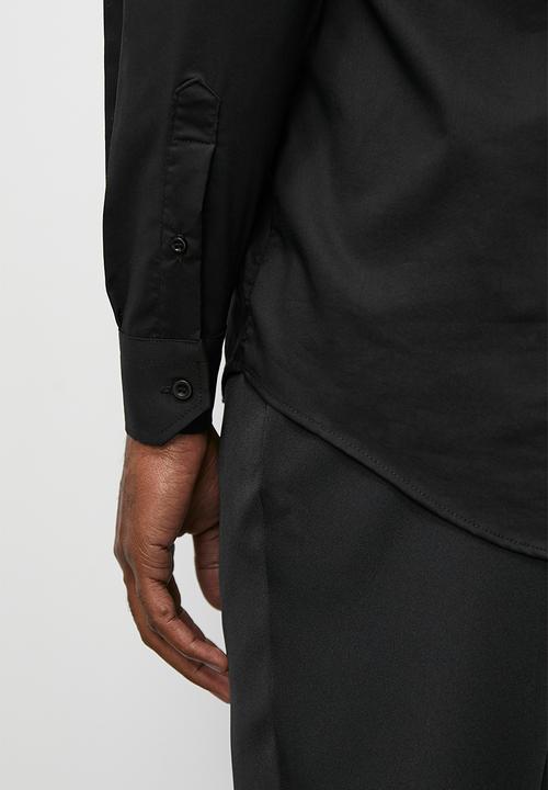 Superbalist - Tuxedo long sleeve slim fit shirt - black