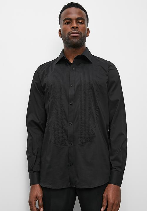 Superbalist - Tuxedo long sleeve slim fit shirt - black