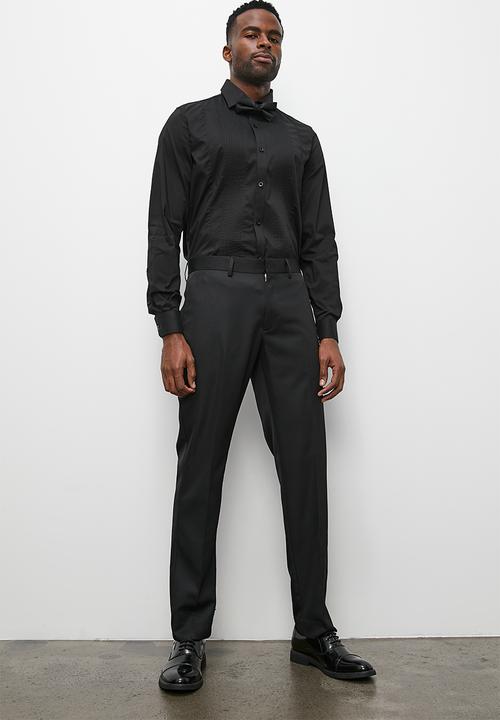 Superbalist - Tuxedo long sleeve slim fit shirt - black