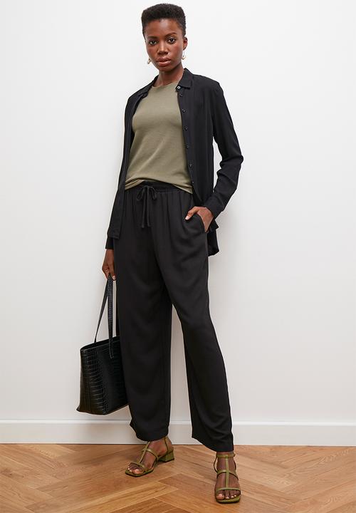 edit - Elasticated soft wide leg - black