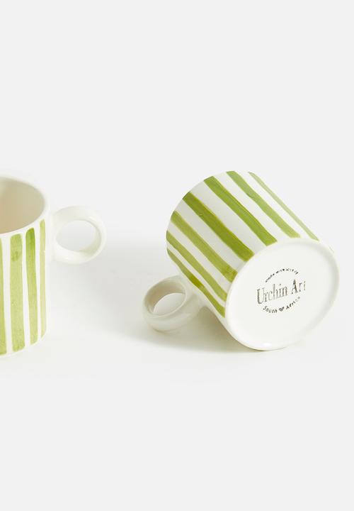 Urchin Art - Matt mug set of 2 - olive