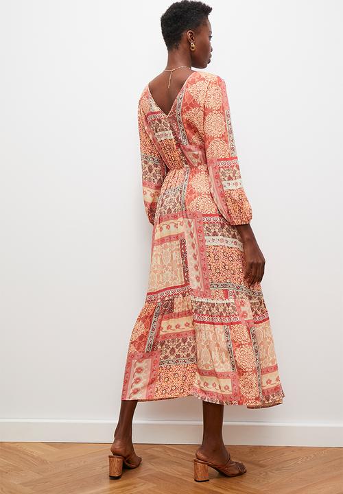 edit - Empire balloon sleeve midi dress - multi