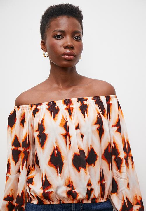 edit - Off the shoulder peasant blouse - diamond ikat