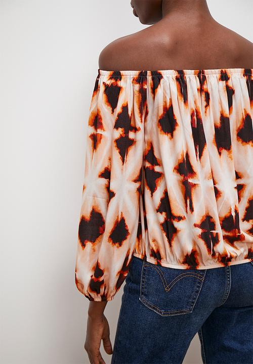 edit - Off the shoulder peasant blouse - diamond ikat