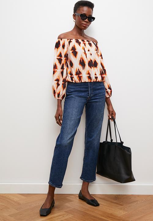 edit - Off the shoulder peasant blouse - diamond ikat