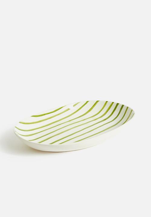 Urchin Art - Matt oval platter - olive