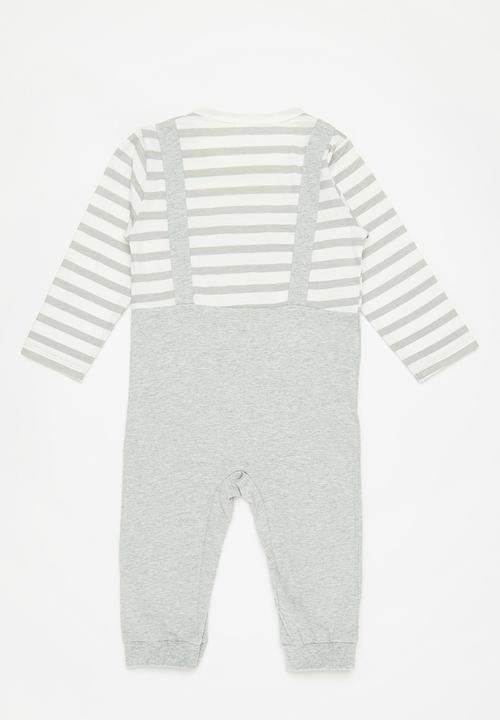 Pop Candy - Boys baby romper - grey & white