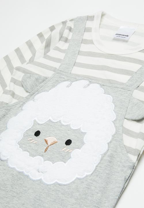 Pop Candy - Boys baby romper - grey & white