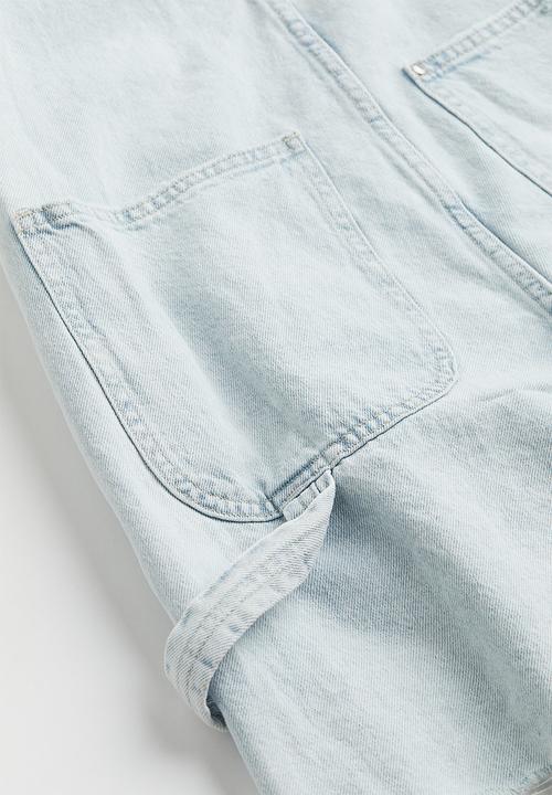 H&M - Denim dungaree shorts - light denim blue