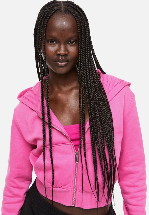 H&M - Cropped zip-through hoodie - cerise 