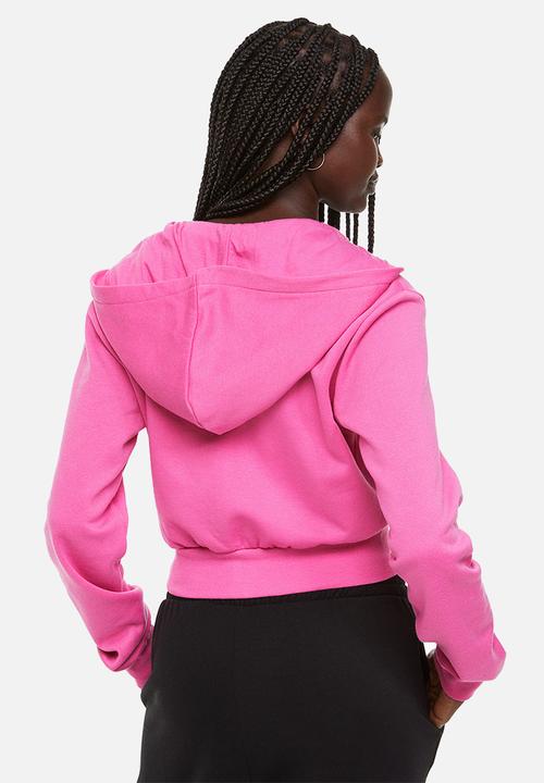 H&M - Cropped zip-through hoodie - cerise 