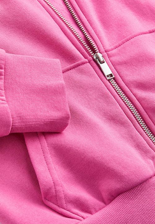 H&M - Cropped zip-through hoodie - cerise 