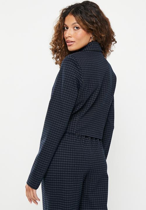Me&B - Ponti cropped blazer - navy check