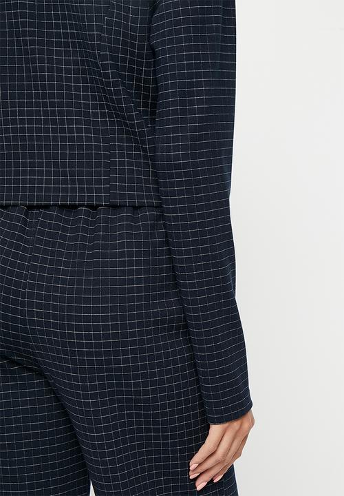 Me&B - Ponti cropped blazer - navy check