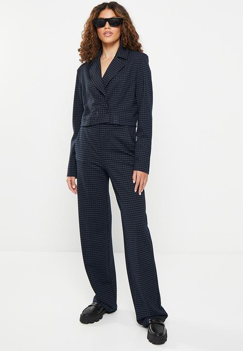 Me&B - Ponti cropped blazer - navy check