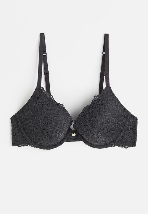 H&M - Lace push-up bra - dark grey 