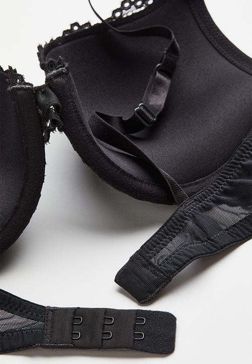 H&M - Lace push-up bra - dark grey 
