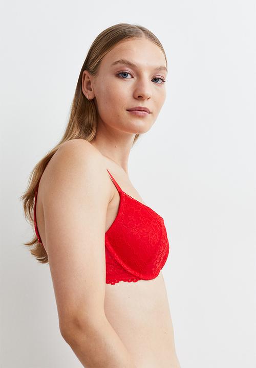 H&M - Lace push-up bra - red