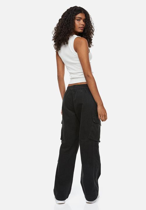 H&M - Corduroy cargo trousers - black