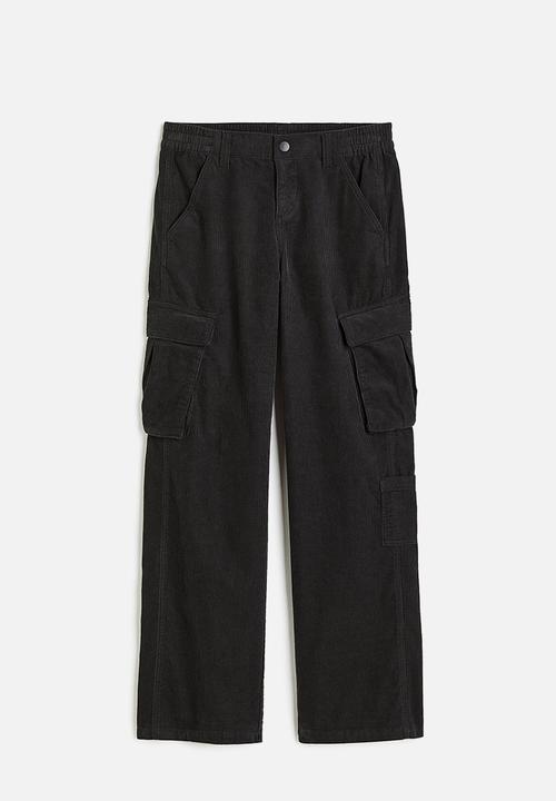 H&M - Corduroy cargo trousers - black