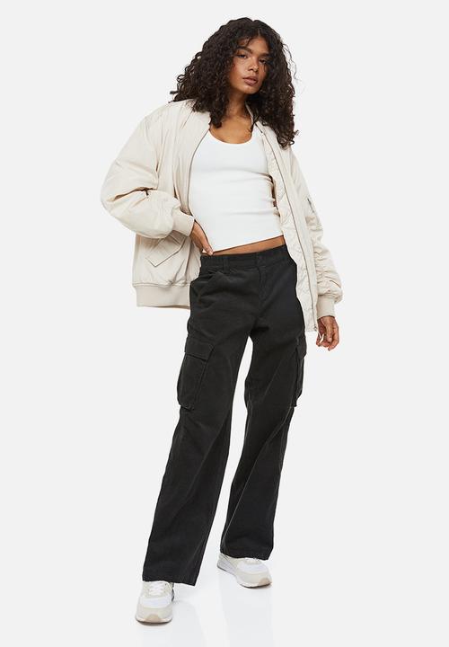 H&M - Corduroy cargo trousers - black