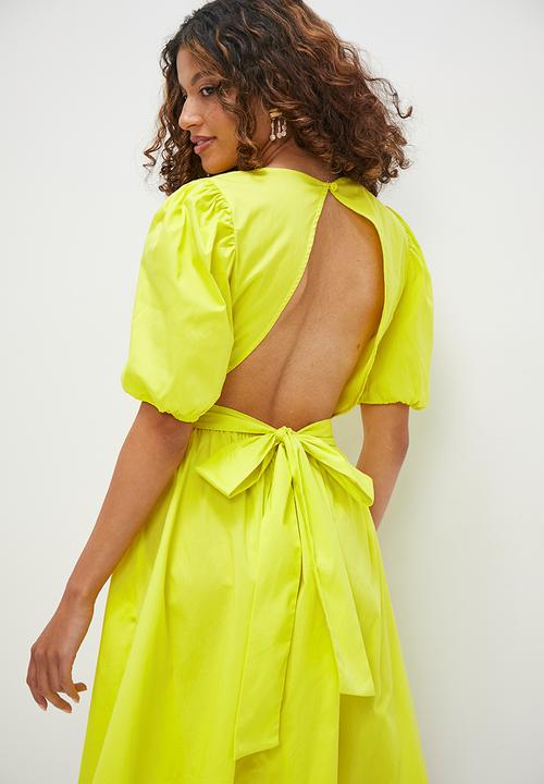 MILLA - Puff sleeve fit & flare mini dress - lemon verbena