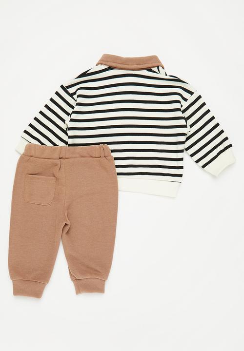 Pop Candy - Stripe collared tracksuit set - multi