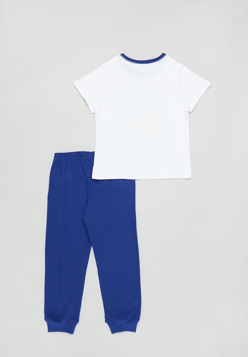 Pop Candy - Tee pant pj set - blue and white
