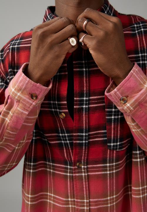 Factorie - Vintage thrift check shirt - red blue check/bleached
