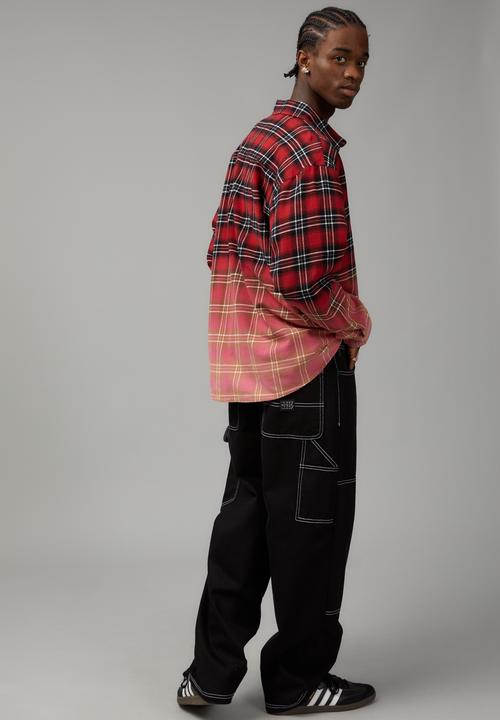 Factorie - Vintage thrift check shirt - red blue check/bleached