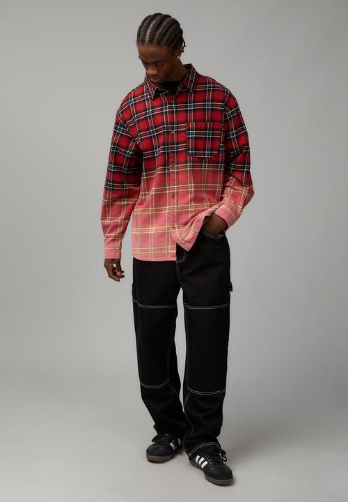 Factorie - Vintage thrift check shirt - red blue check/bleached