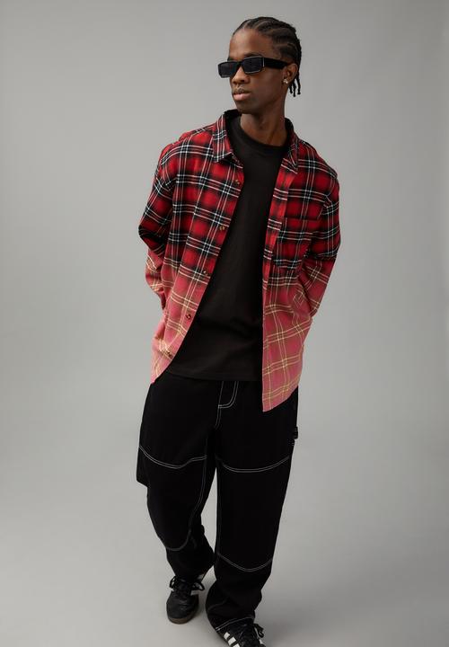 Factorie - Vintage thrift check shirt - red blue check/bleached
