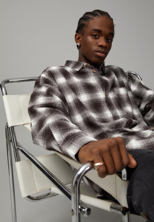 Factorie - Check Shirt - licorice white check