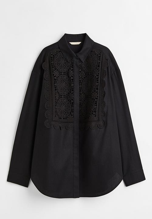 H&M - Lace-detail shirt - black