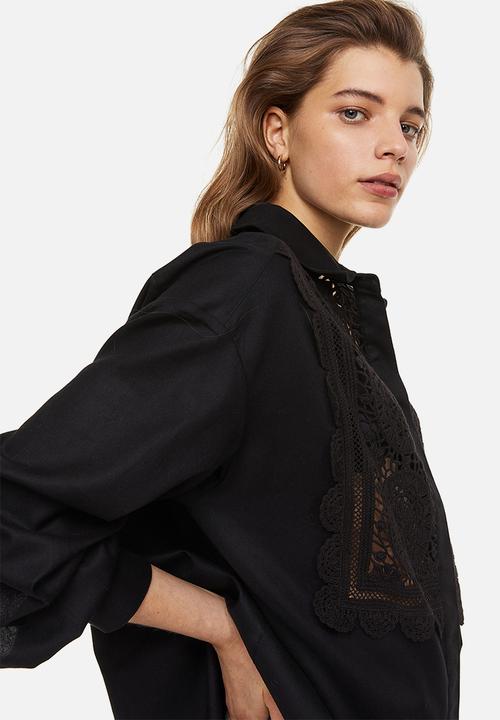 H&M - Lace-detail shirt - black