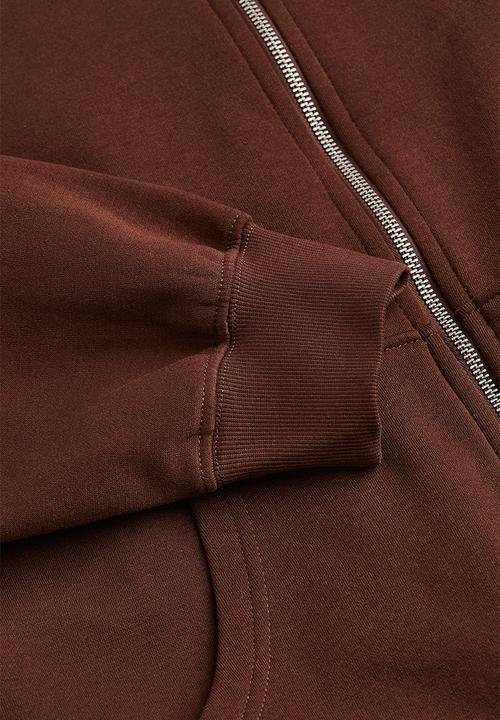 H&M - Oversized zip-through hoodie - dark brown 