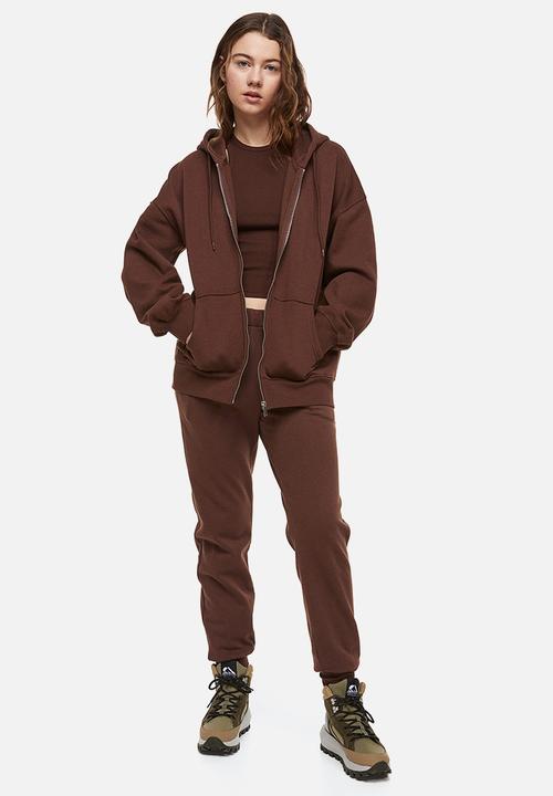 H&M - Oversized zip-through hoodie - dark brown 