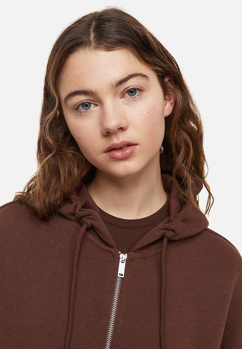 H&M - Oversized zip-through hoodie - dark brown 