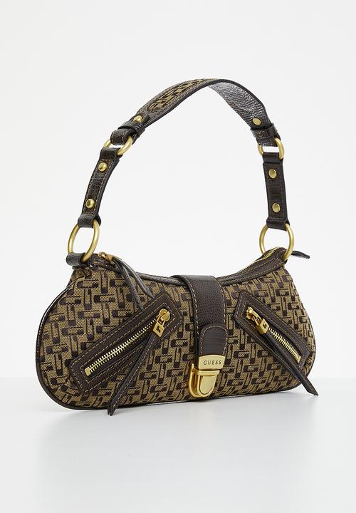 GUESS - Belle vintage tp zip shldr bag - brown logo